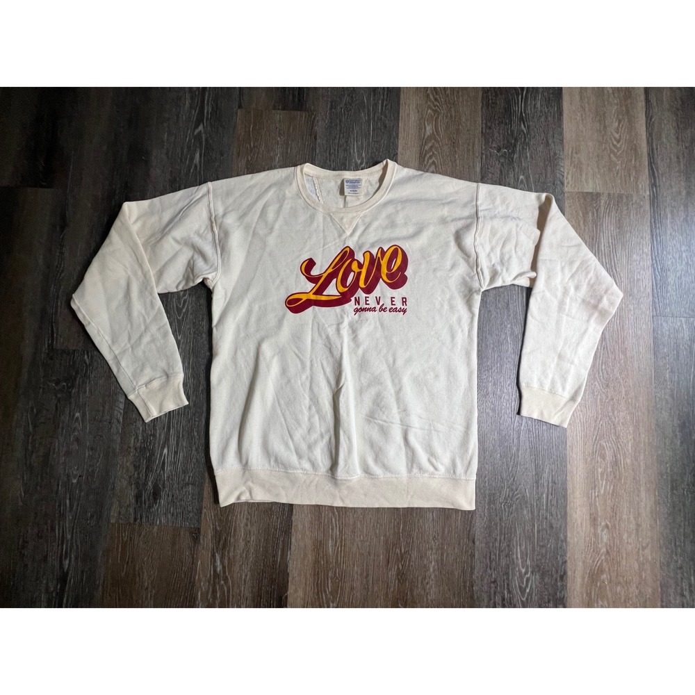Comfort‎ Wash Abraham Alexander Sweatshirt Mens Medium Cream Signed Graphic Crew